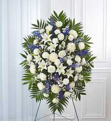 Blue and White Standing Spray Flower Power, Florist Davenport FL
